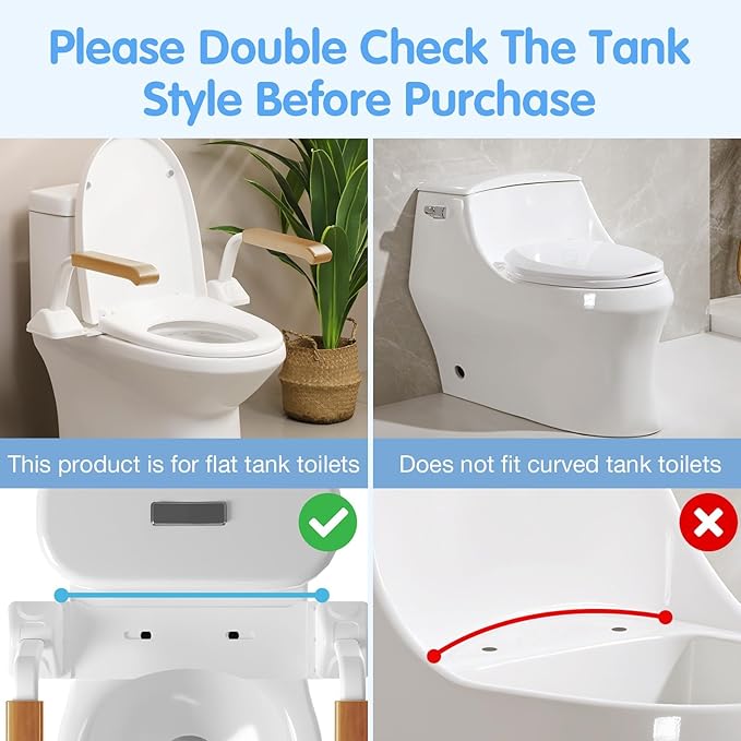 Toilet Safety Rails for Seniors, Heavy Duty Foldable Toilet Support for Seniors, Elderly Toilet Seat Rails with Arms, Toilet Bars for Elderly and Disabled Up to 520LBS, Easy Installation Toilet Rails