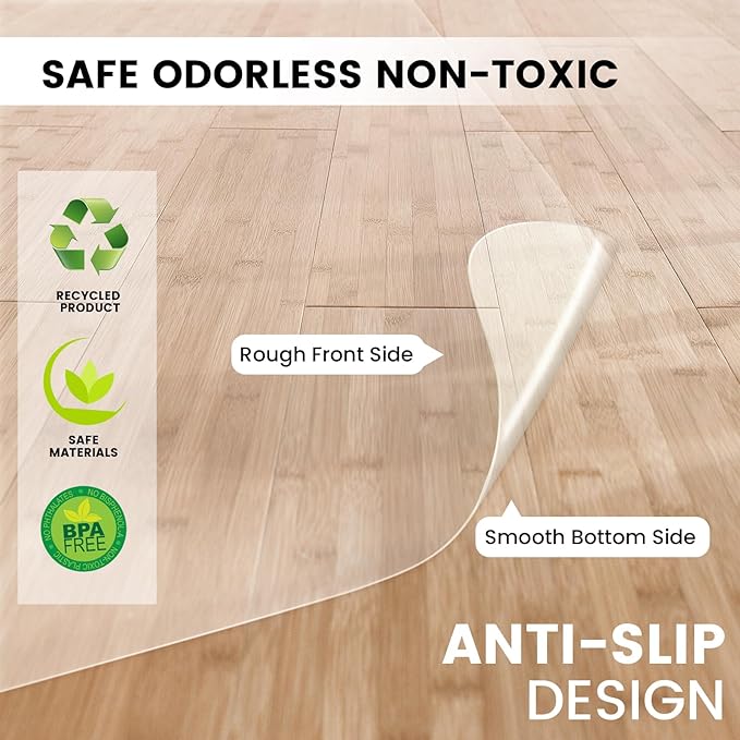 Clear Chair Mat for Hardwood Floors 36"x48" - Office Desk Chair Mat Protector Easy Glide for Rolling Chairs, Home & Computer Use