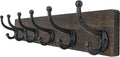 WEBI Rustic Coat Rack Wall Mount,24" Long 6 Cast Iron Coat Hooks Wall Mounted,Heavy Duty Wood Wall Coat Hanger Hooks for Hanging Coats,Jacket,Clothes,Backpack,Farmhouse,Weathered Brown