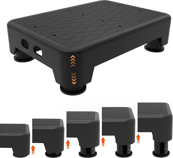 5-Level Adjustable Step Stool, 700 LBS Capacity Safety Bed Step for Seniors, Exercise Setp Platform, Portable Stair Assist for Elderly, Wide Step up for Kitchen, Car, Bedside & Shower, Black