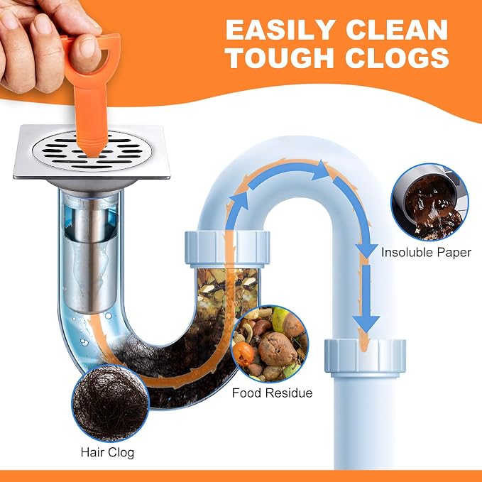 Drain Clog Remover, Effective Drain Snake Hair Drain Clog Remover, Ideal Drain Cleaner For Sinks, Showers, And Tubs - Flexible And Durable 6Pack 20inch Length For Easy Use.