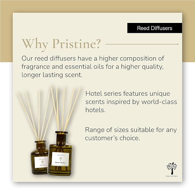 PRISTINE Himalayan Tea/Westin Hotel Inspired Scent Diffuser Refill with Free Reed Stick | Fresh Bergamot/White Tea Room Fragrance Reed Diffusers, Oil & Room Diffusers with Reed | Home Fragrance