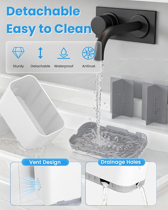 Toothbrush and Toothpaste Holders for Bathrooms Countertop - Detachable 5 Slots Kids Electric Toothbrush Holders Set Wall Mounted with Removable Dividers for Bathroom Decor and Accessories Organizer