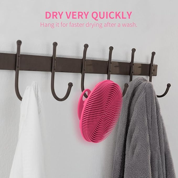 Silicone Body Scrubber 2 Pack, BEAUTAIL Shower Bath Scrubber, More Hygienic Than Traditional Loofah, Lather Nicely, Gentle Exfoliating Brush for Women Men Baby Sensitive Skin, Blue+Rose