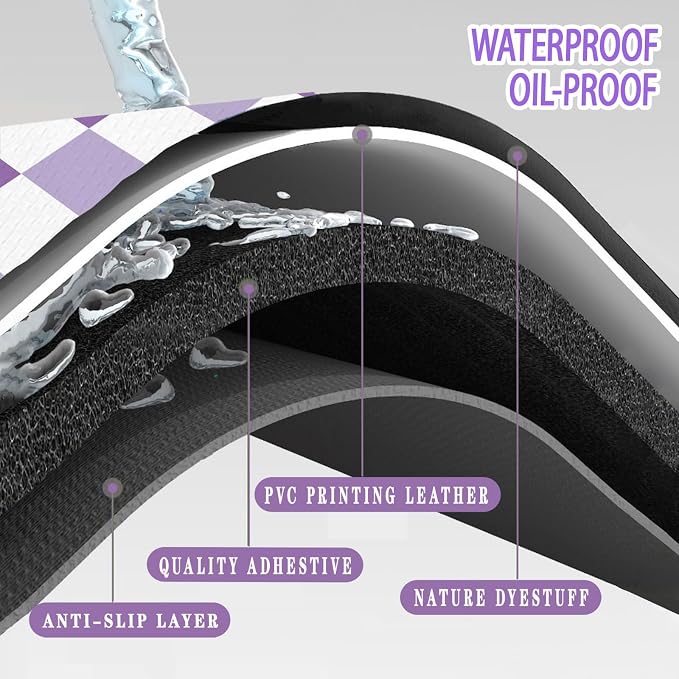 Bulijojo Purple Plaid Anti Fatigue Kitchen Floor Mats Set of 2 Waterproof Kitchen Sink Runner Rug Standing Mat Cushioned Kitchen Rugs Comfort Doormat 17"x47"+17" x30“