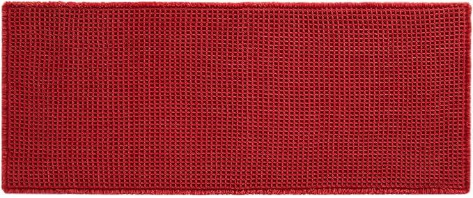 TYUU Waffle Runner Rug Bathroom, Long Boho Bathroom Rugs Non Slip Washable Super Absorbent Quick Dry Farmhouse Bath Decor, 60"x24" Burgundy