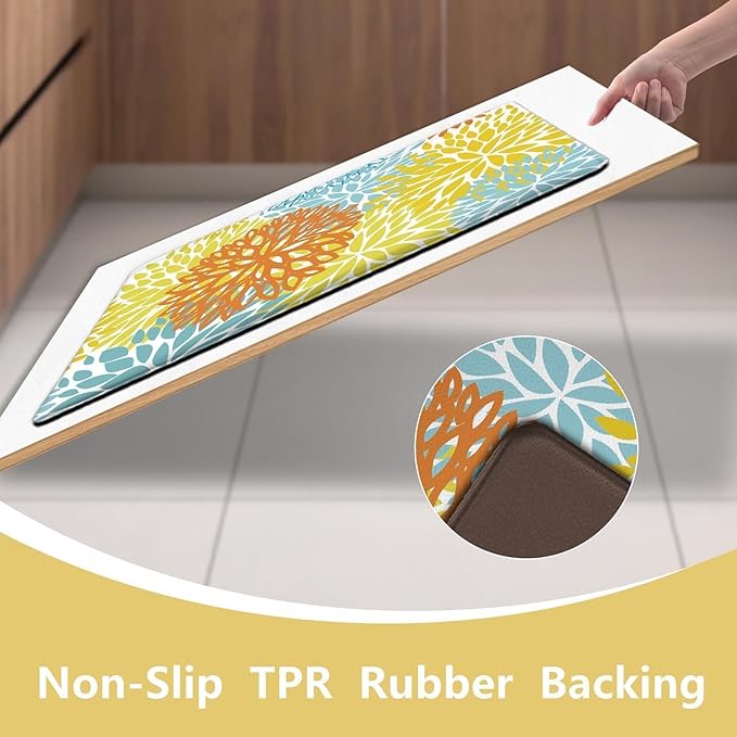 Kitchen Mats Set of 2 Cushioned Anti Fatigue Kitchen Rugs Waterproof Non Slip Kitchen Runner Memory Foam Kitchen Floor Mat Comfort Standing Mat for Sink,Office,Laundry