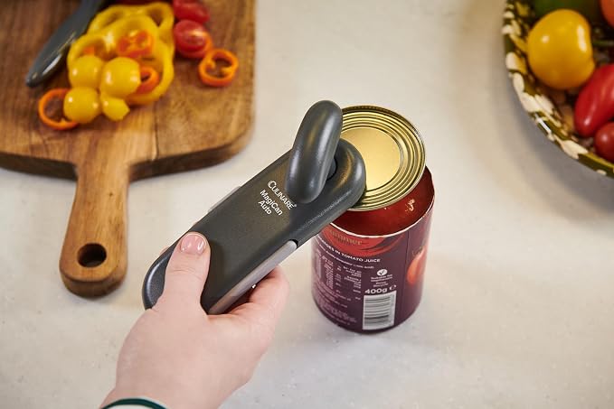 Culinare MagiCan Auto Tin Opener, Grey, Plastic/Stainless Steel, One Hand Operated Manual Can Opener with Clamp