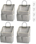 4pcs Wall Hanging Storage Bag,Wall Hanging Organizer bags with Pockets, Wall Organizer Storage for Dormitory Bathroom Bedroom (Grey-upgraded)