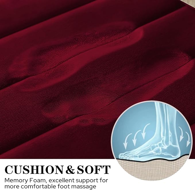 BYSURE Burgundy Memory Foam Bathroom Rug Set 3 Piece, Non Slip Extra Soft Absorbent Machine Washable Toilet Bath Toilet Mat (17"x24"+20"x32"+U Shape 20"x24")