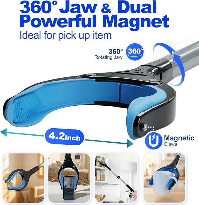 LEGENDONE 36" Magnetic Grabber Reacher Tool, 2 Pack Extra Long Reacher Grabbers Foldable Trash Pickup Tool, Heavy Duty 360° Wide Claw Upper Grabber Picker for Senior, Health, Surgery Recovery