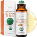 Frankincense Essential Oil Roll On for Calm Anxiety Stress Grounding - 100% Pure USDA Organic MCT Coconut Oil - Soothing Earthy Aroma Anti Aging Skin Care Wellness - Gemstone Roller 10ml Travel Size