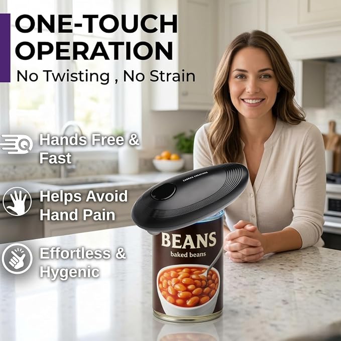 Electric Can Opener for Seniors, One Touch Automatic Battery Operated Can Opener with Smooth Edge, Hands Free, Fits All Can Sizes, Kitchen Gadgets for Arthritis