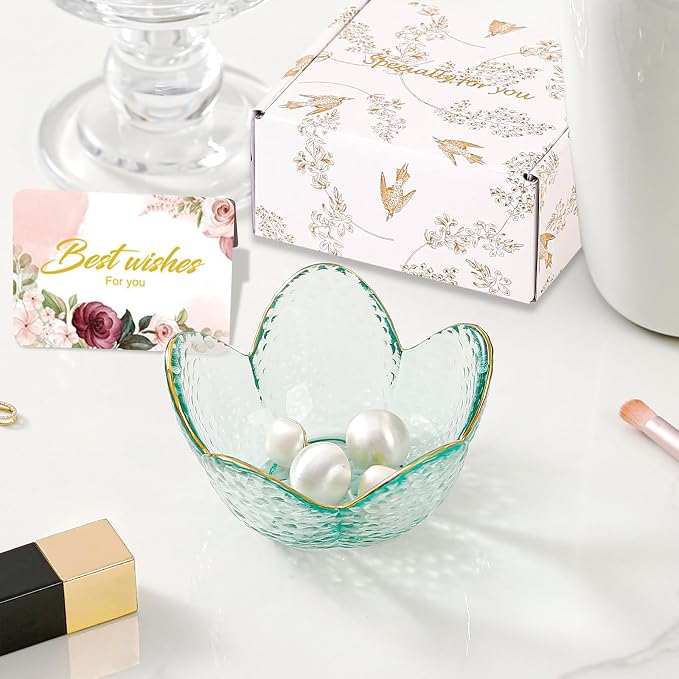 Binoster Friendship Gifts For Women Jewelry Dish Glass Ring Dish Jewelry Tray Cute Vanity Organizer Room Decor Jewellery Tray Trinket Dish Cute Bedroom Decor Christmas House Warming Gifts for women