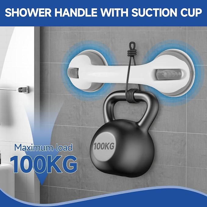 Gugxiom 10 inch Shower Grab Handles,2 pcs Grab Rails for Bathroom with Suction Cup,Shower Handles for Elderly Disabled Injured (Gray)