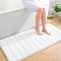 OLANLY Memory Foam Long Bathroom Rugs Runner 47x24, Super Soft Absorbent Bath Mat, Quick Dry, Machine Washable Shower Floor Rugs, Bathmat Carpet, Bathroom Home Decor Accessories, White