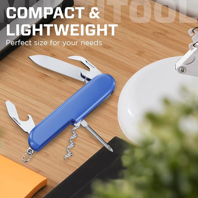 Small Pocket Knife 6 in 1 - Keychain Multitool - Compact Kids Pocket Knife with Bottle Opener, Can Opener, Corkscrew, Phillips Screwdriver - EDC Gift for Men, Women, Camping, Hiking, Travel - 5005