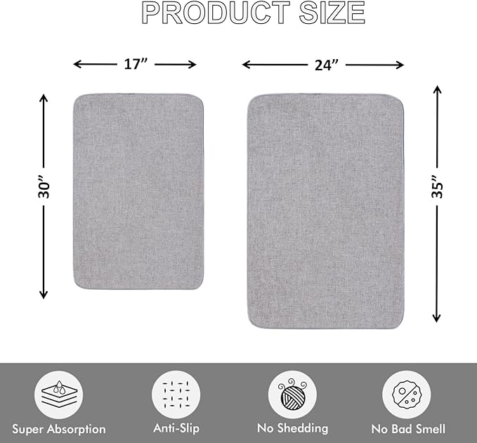 1/10 Inch Ultra Thin Indoor Door Mat, Long-Lasting & Maximum Non-Slip Rubber Backing, Washable & Stain-Resistant Entryway Mats with Powerful Dirt Trapper for Various Entrance, 29''X17'', Gray
