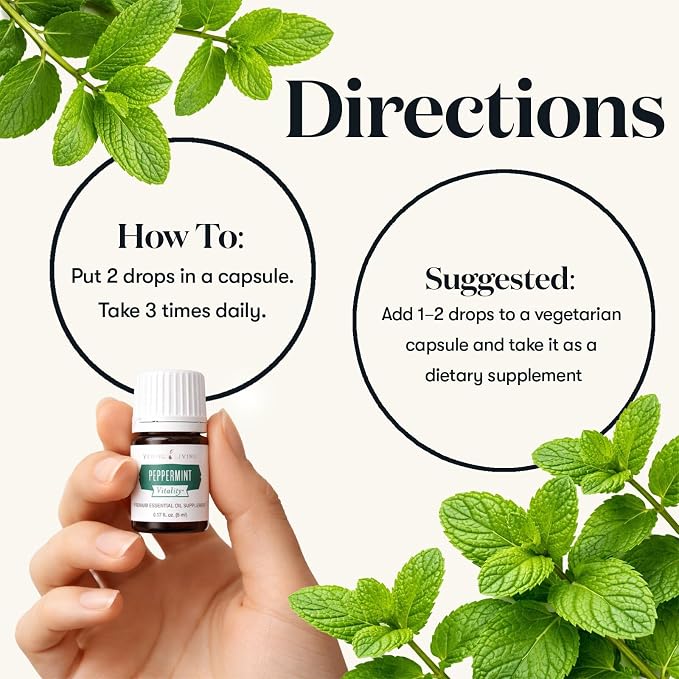 Young Living Peppermint Vitality Essential Oil | 5 ml | Refreshing & Invigorating Aroma for Home, Work & Personal Use | Ideal for Aromatherapy, Wellness Routines, & Massage | Vegan & Gluten-Free