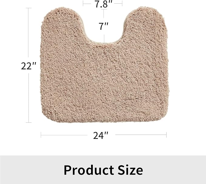 Disolla Toilet Mat 22x24 Beige - Non Slip Fluffy U-Shaped Contour Rug, Ultra-Soft Plush Toilet Floor Mat, Absorbent & Machine Washable