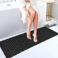 Bambo Bath Mat Bathroom Runner Long Large Rugs Floor Wood Shower Bathtub Waterproof Non Slip Accessories 16x48 Inch Easy to Clean,Black,1 pc
