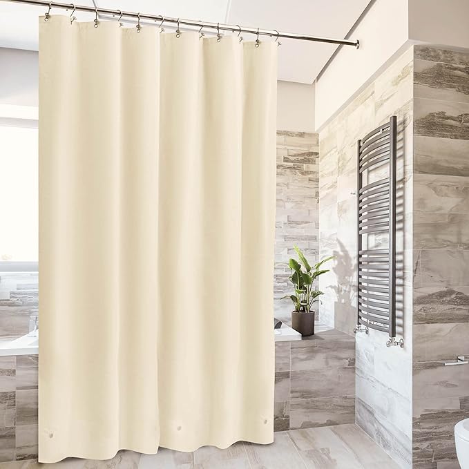 Barossa Design Beige Shower Curtain Liner - Premium PEVA, BPA & PVC Free, No Chemical Smell, Lightweight Standard Size Shower Curtain with 3 Magnets, Metal Grommets - Beige