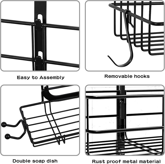 anyshwu Shower Caddy Hanging, White, Plastic, Unisex, 13 Inches Deep x 6 Inches Wide x 4 Inches High, Hanging Mount, Quick Dry, For Showers