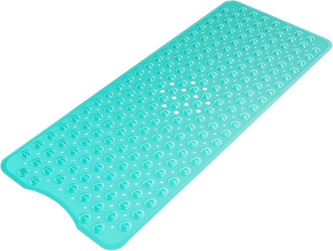 AmazerBath Shower Mat Non Slip 40 x 16 Inches, Shower Stall Mats with Suction Cups and Drain Holes, Non Slip Bath Mat for Tub for Elderly & Kids, Clear Green