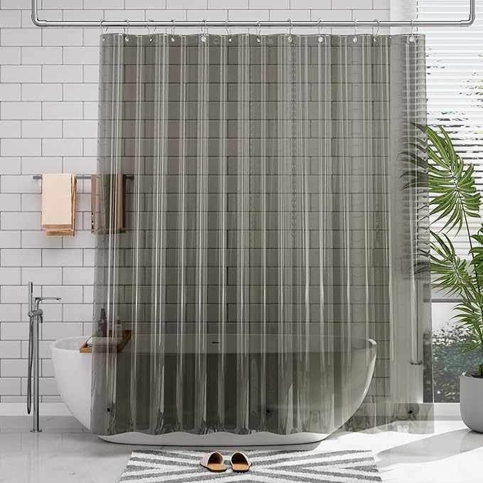 AmazerBath 72x78 Long Shower Curtain Liner, Clear Black Plastic Shower Curtain Liner, Waterproof PEVA Shower Liner, Cute Lightweight Shower Curtains for Bathroom with 3 Magnets & Rustproof Grommets