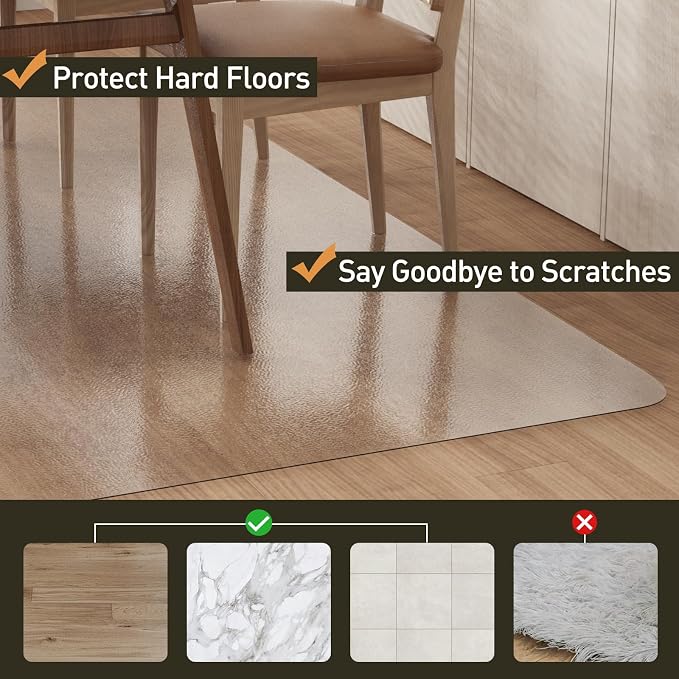 Clear Plastic Floor Mat for Under Dining Table, 5'×7' Large No Slip Waterproof Vinyl Area Rug for Home, Anti-Spill Hard Floor Protector Cover for Living Room, Splat Mat for Under High Chair