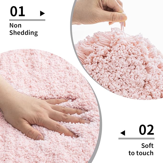 Disolla Bathroom Runner Rug 24x59 Non Slip Fluffy Long Bath Mat for Bathroom Floor Washable Plush Luxury Bath Rug for Tub Absorbent Shower Sink Mat Bedside Rug, Sakura Pink