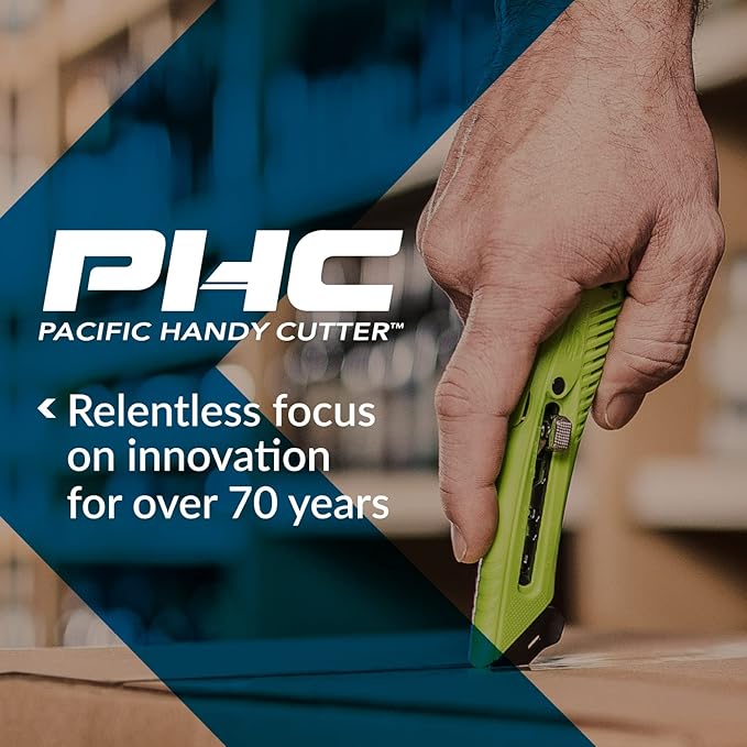 Pacific Handy Cutter S4L Safety Cutter, Retractable Utility Knife with an Ergonomical Design, Bladeless Tape Splitter, Steel Guard for Safety and Damage Protection, Warehouse and In-Store Cutting