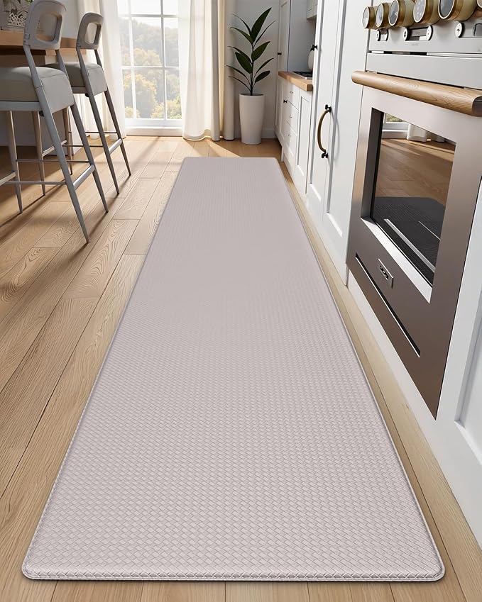 Kitchen Mats for Floor - 17"x95" Anti Fatigue Mats for Kitchen Floor - Non Slip Cushioned Rugs for Standing - Ivory