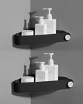 Sotfamily Plastic Shower Caddy Corner (for 90° Only), 2 Pack Adhesive Corner Shower Shelves for Bathroom Organizers and Storage, Black