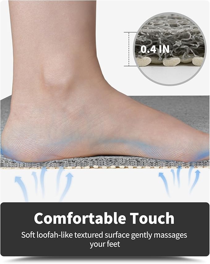 Non-Slip Bathtub Mat, 17x 30 Inch, Shower Mats for Bath Tub, PVC Loofah Bathroom Mats for Wet Areas, Quick Drying