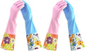 Household Gloves Latex-Free, 15" Long Cuff, Soft Lining, Adjustable Strap, Multi-Layer Protection, Flexible, Comfortable, Chemical-Resistant, Reusable for Cleaning, Dishwashing, 4 Pair Large