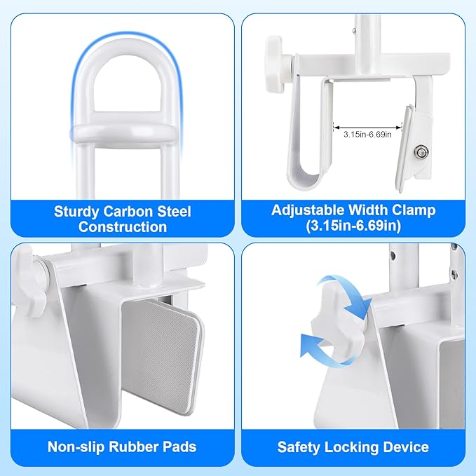 Adjustable Bathtub Safety Rail - Non-Slip Shower Grab Bar Handle, Bathtub Grab bar, Fits 3.15"-6.69" Walls, 300lbs Support, Sturdy Bathtub Safety Rail for Elderly & Disabled