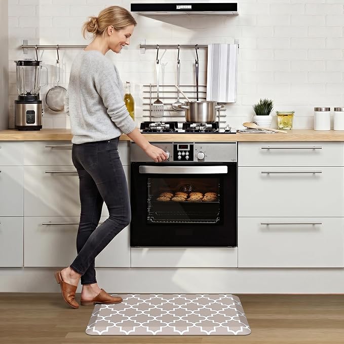 WISELIFE Anti Fatigue Floor Mat - 4/5 Inch Thick Kitchen Mat Non Slip Waterproof Heavy Duty Ergonomic Comfort Mat Durable for Home, Office, Sink, Laundry,(20" x 32", Khaki)