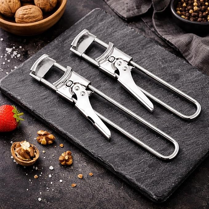 Adjustable Jar Opener Set of 2, Stainless Steel Bottle Opener for Tight Lids, Easy Twist Can Opener for Kitchen Use (Silver)