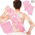 Anezus Exfoliating Shower Bath Gloves Back Scrubber Set for Body, Face, Shower, Bath, Scrub and Exfoliator (Pink)