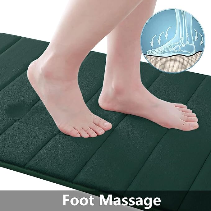 Buganda Memory Foam Bath Mat, 59" x 20", Ultra Soft and Non-Slip Bathroom Rugs, Water Absorbent and Machine Washable Bath Rug Runner for Bathroom, Shower, and Tub, Dark Green