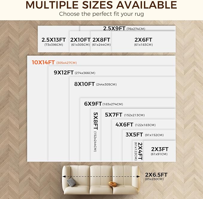 BAGAIL BASICS 10 x 14 FT Rug Pad Gripper for Hardwood Floors, Non Slip Rug Pads for Area Rugs, Extra Thick Under Rug Padding, Protect Your Rugs & Floors