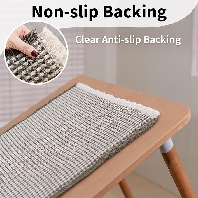 Waffle Bath Mat - Boho Bathroom Rugs Non Slip Washable, Super Absorbent & Quick Dry, Soft Bath Mat Farmhouse Bathroom Decor, 20'' x 32'', Olive Green and White
