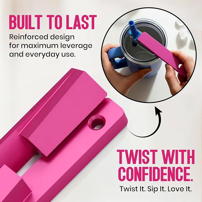 2 Pack - Easy Grip Bottle Cap Opener – Ergonomic Lid Turner for Stanley, Hydrojug, & Owala Tumblers – Easy Grip Assisted Bottle Opener for Weak Hands – 20oz, 32oz, 40oz - Pink