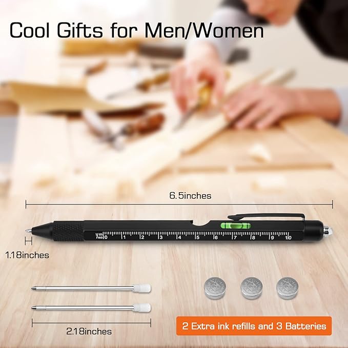 Fathers Day Dad Gifts from Daughter Son Wife, Easter Gifts for Men, 9 in 1 Multitool Pen, Cool Tools Gadgets Birthday Christmas Stocking Stuffers for Husband Him Adult Dad