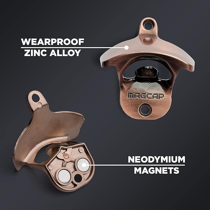 Outdoor Bottle Opener Wall Mounted - Style Magnetic Beer Bottle Opener that Catches Caps - Easy to Install and Incredibly Convenient