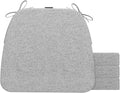 AAAAAcessories D-Shaped Chair Cushions, 2" Thick Dining Chair Pads with Ties and Removable, Machine-Washable Cover, 17" x 16", Set of 4, Light Gray