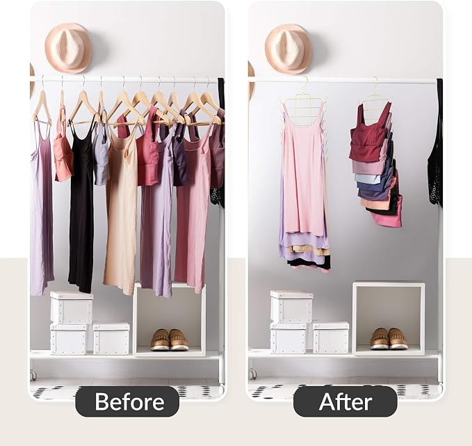 ZEDODIER 3 Pack Tank Top Hanger Space Saving, Bra Hangers for Closet Organizer, Hanging Bra Organizer Tank Tops Holder with 24 Hooks, Metal Closet Organizers and Storage Small Space Solutions, Gold
