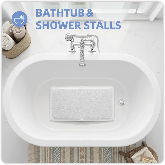 Upgraded Anti Slip Shower Mat for Inside Shower,Non Slip Bathtub Mat with Suction Cups,Shower Floor Mat,Scrubber Mats,Easy to Clean,Quick Dry,Easy Drainage,Loofah Bath Mat for Tub,White,24''x24''