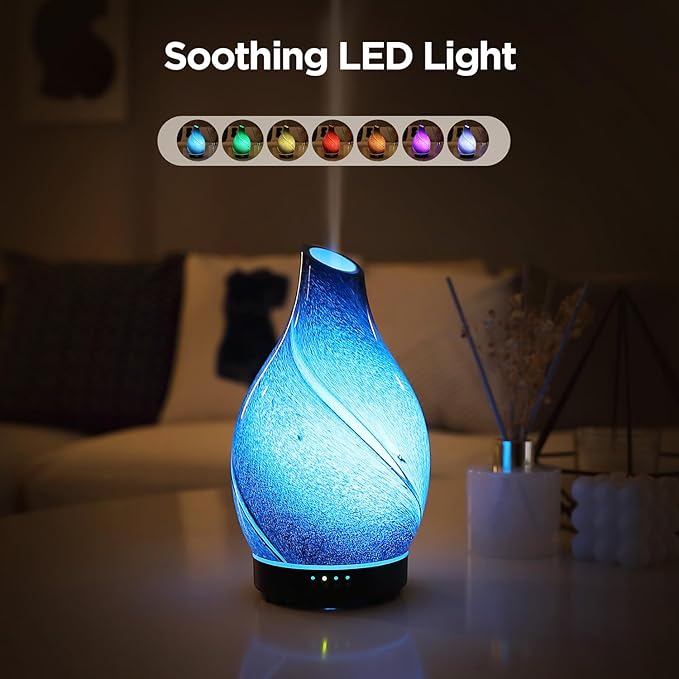 INRORANS Star River Aromatherapy Diffuser - 160ml Ultrasonic Essential Oil Diffuser with 7-Color LED Night Light, Cool Mist Humidifier, Intermittent Mode & Auto Shut-Off for Home, Gift